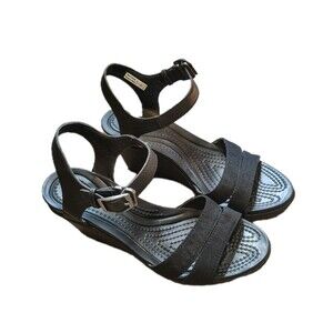 Crocs Leigh II Sizes 6 Ankle Strappy Wedge Sandals Comfortable Black